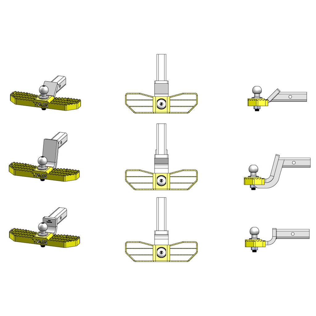 TAG Heavy Duty Serrated Hitch Step In Yellow - Universal Towbar Ballmount Attachment