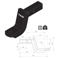 TAG Tow Ball Mount Kit and Direct Fit Wiring Harness for Toyota Landcruiser 200 Series (08/2007 - 12/2021)