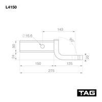 TAG Tow Ball Mount - 143mm Long, 90° Face, 50mm Square Hitch