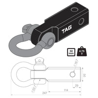 TAG Recovery Hitch - Fixed Bow Shackle (4.75T)