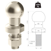 TAG Zinc Plated Tow Ball - 50mm, 3.5 tonne