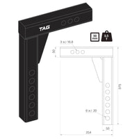 TAG Adjustable Weight Distribution Shank - 50mm Square Hitch, 150mm Drop (3.5T)